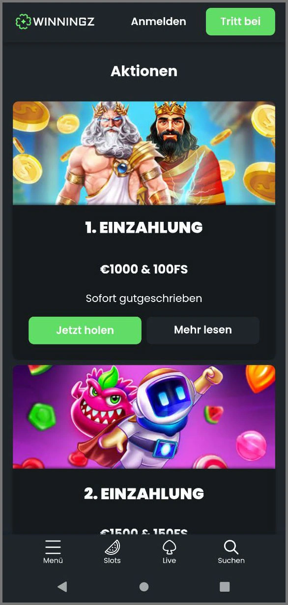 Bonus-Deals und exklusive Promotionen bei Winningz