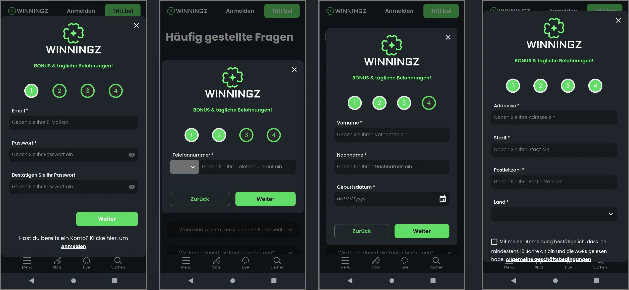 Schnelle Registrierung für neue Spieler bei Winningz